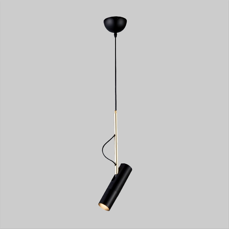 Metallic Cylinder Mini Pendant Light Fixture - Black/White With Warm/White Option