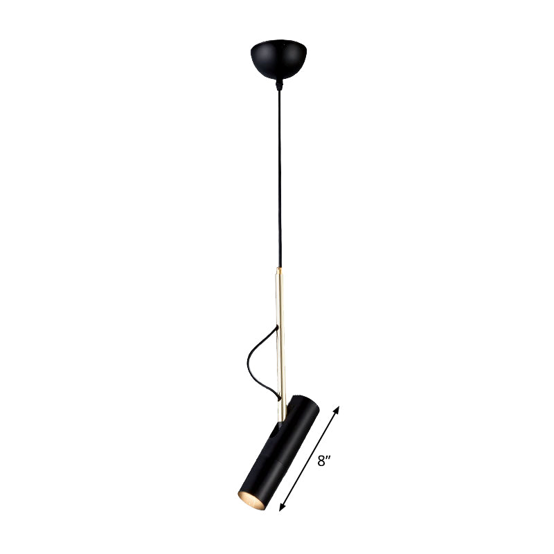 Metallic Cylinder Mini Pendant Light Fixture - Black/White With Warm/White Option