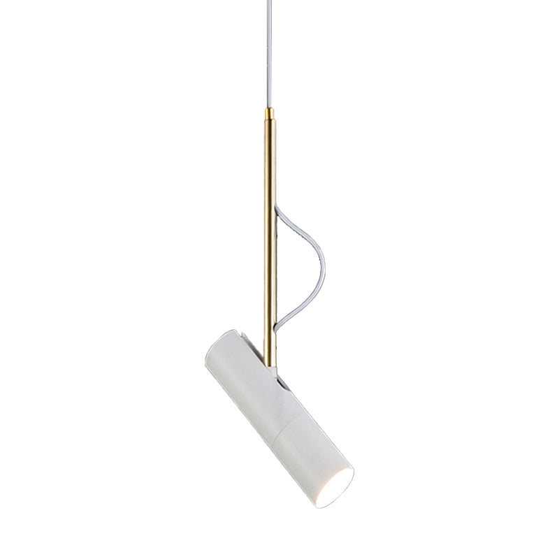 Minimalist Cylinder Metallic Pendant Light Fixture - 1 Bulb - Black/White - Warm/White Light
