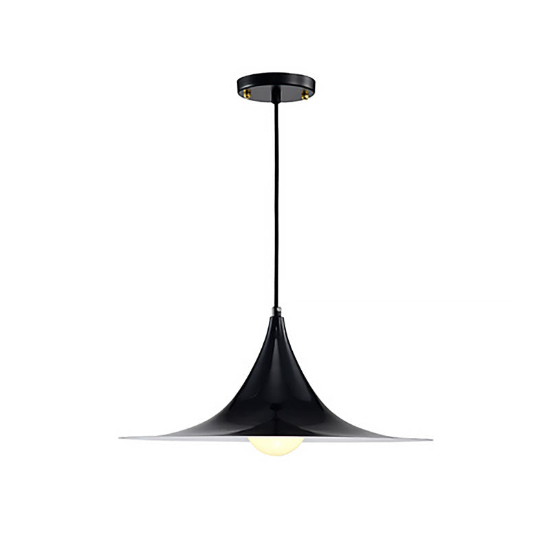 Nordic Style Metal Flared Suspension Light - 1 Light, Black/White/Gold - Hanging Ceiling Light