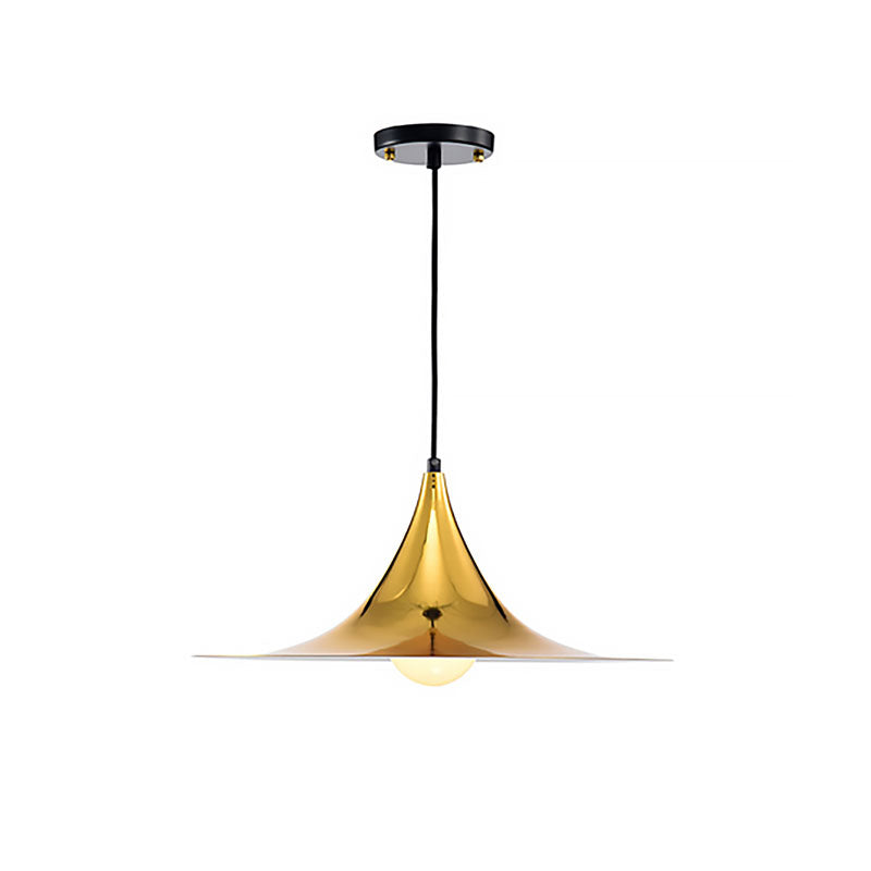 Nordic Style Metal Flared Suspension Light - 1 Light, Black/White/Gold - Hanging Ceiling Light