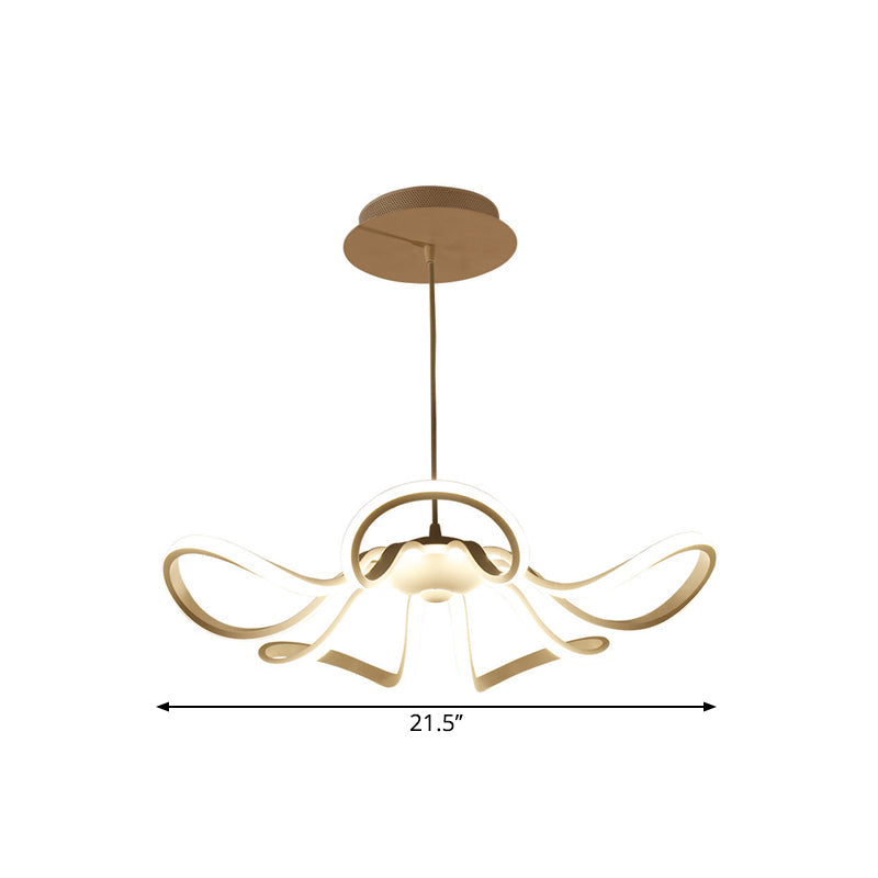 Minimalistic Aluminum LED Pendant Light Fixture for Bedroom with Rosette Design in Warm/White/Natural Light