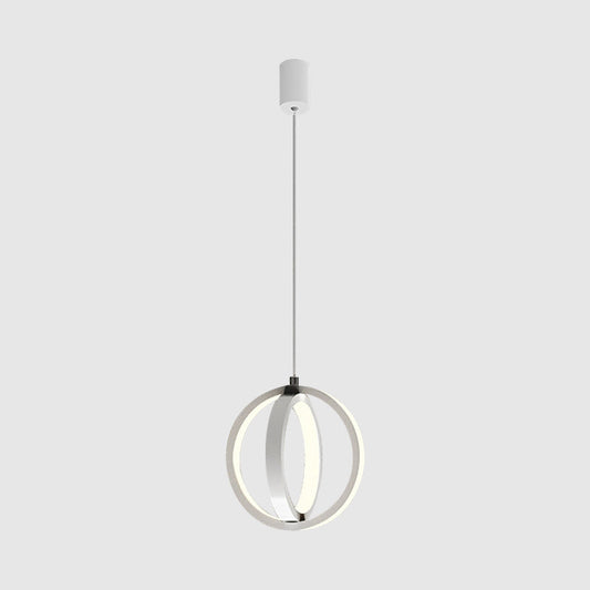 Modern Led Pendant Light With Crossed Ring Design - Black/White Metallic Shade In Warm/White