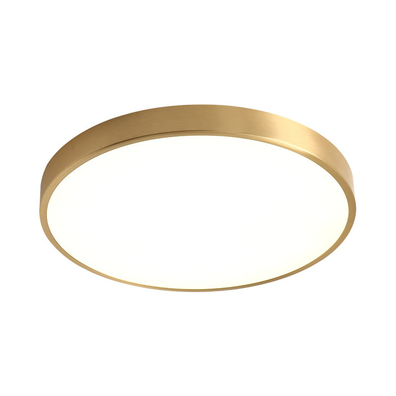 Modern LED Brass Ceiling Light Fixture for Bedroom - Square/Round Metallic Flush Mount