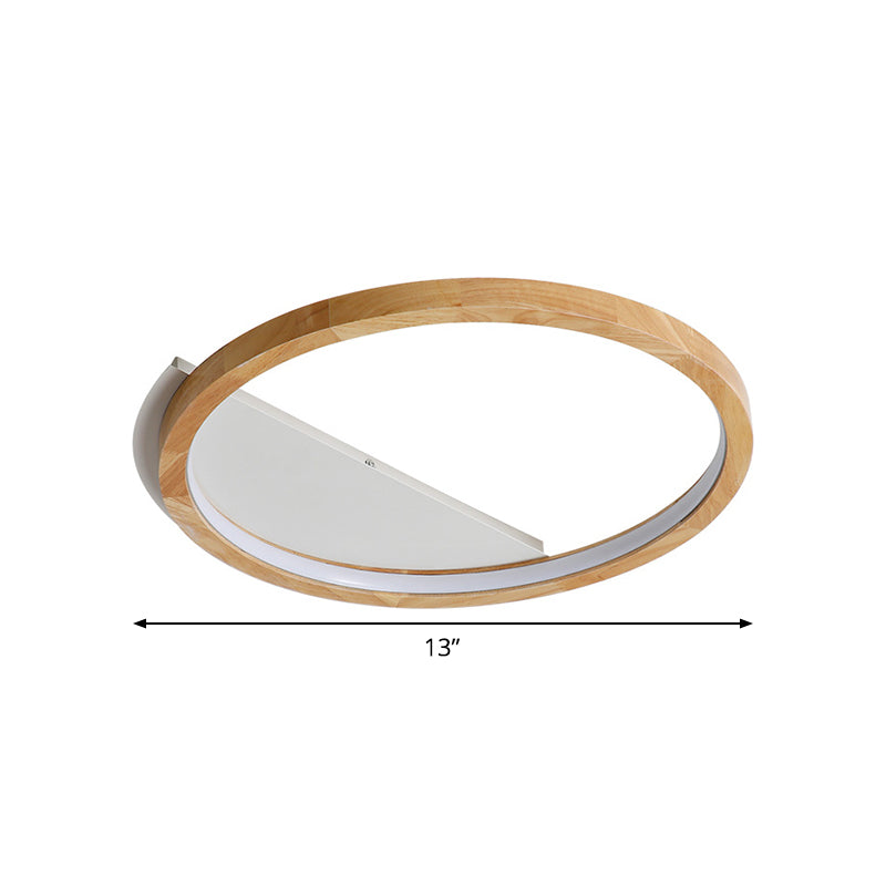 Contemporary LED Wood Ring Flush Mount Ceiling Light in Beige - 13"/17"/21" Width