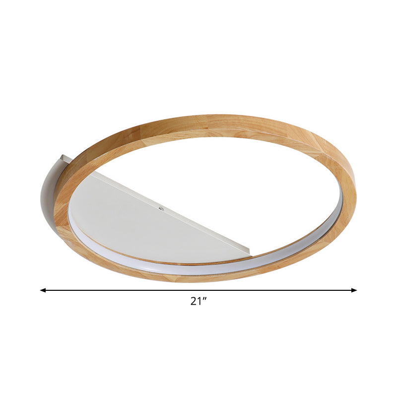Contemporary LED Wood Ring Flush Mount Ceiling Light in Beige - 13"/17"/21" Width