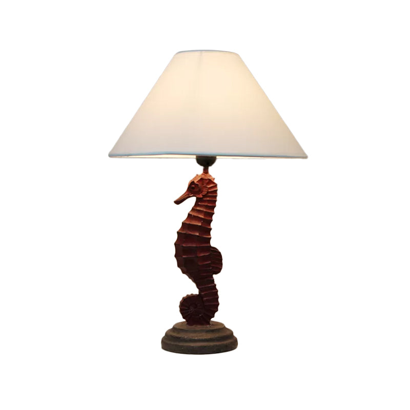 Seahorse Base Bedchamber Nightstand Lamp: Single Bulb Table Light For Children In Dark Blue/Sky