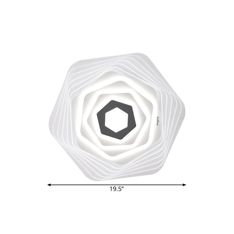 Modern LED Bedroom Ceiling Light: Simplicity White Flush Mount with Acrylic Stacked Shade (Triangle/Square/Hexagon)