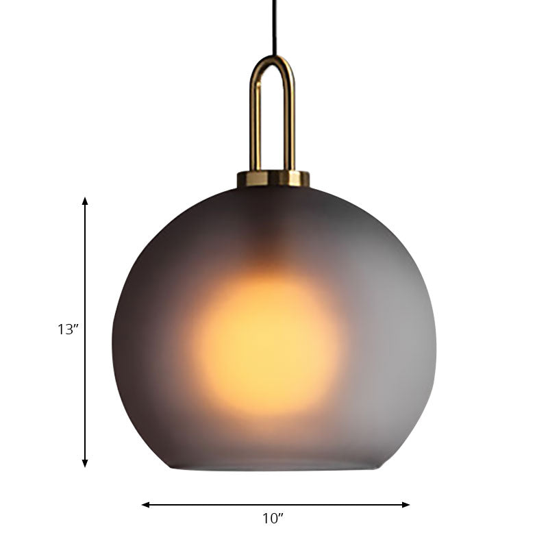 Modern Brass Living Room Pendant Lamp - Globe Clear/Smoky Glass Shade 1 Light 8/10/12 Wide