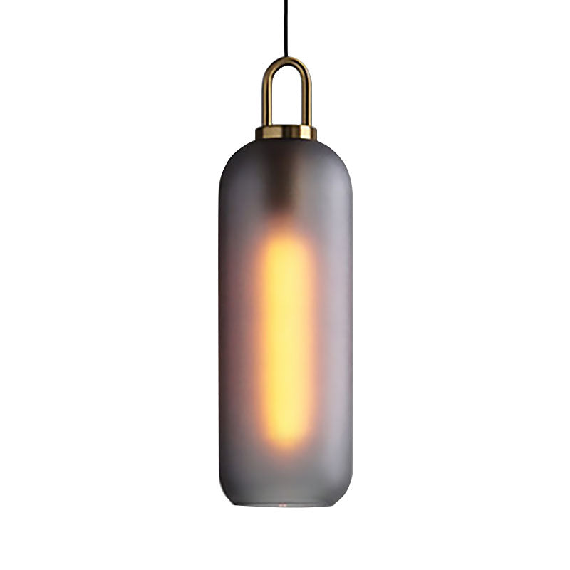 Suspension de salle à manger post-moderne avec abat-jour en verre transparent/fumé - 1 lampe, 5"/6" de large