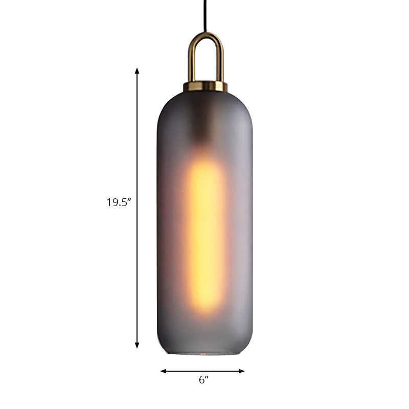 Suspension de salle à manger post-moderne avec abat-jour en verre transparent/fumé - 1 lampe, 5"/6" de large
