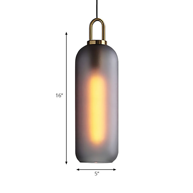Suspension de salle à manger post-moderne avec abat-jour en verre transparent/fumé - 1 lampe, 5"/6" de large
