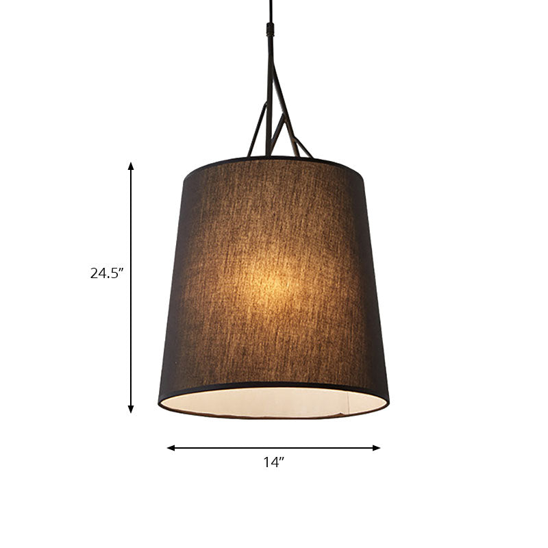 Modern Tapered Fabric Led Pendant Lamp For Living Room - Black/White