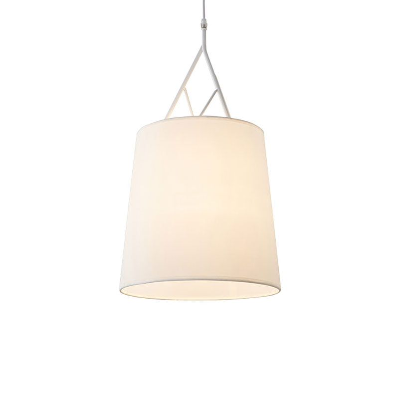 Modern LED Tapered Suspension Pendant - Black/White Fabric Hanging Lamp for Living Room