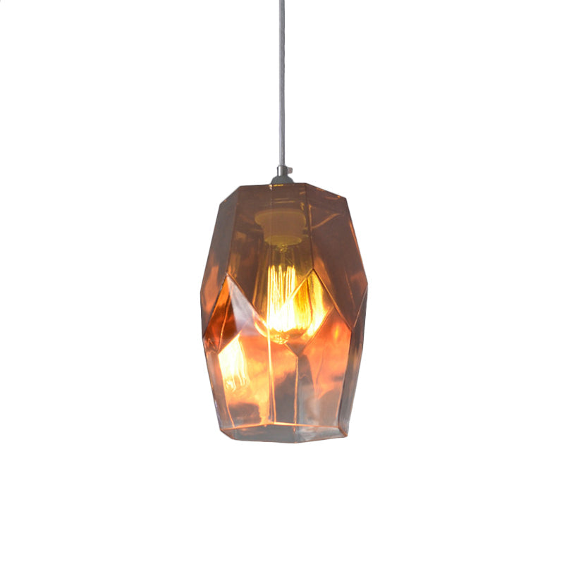 Modern Polyhedron Pendant Light With Clear Glass - Ideal For Kitchen Ceiling Lighting
