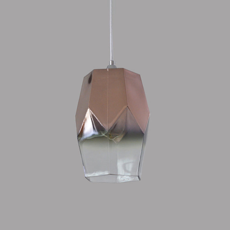 Modern Polyhedron Pendant Light With Clear Glass - Ideal For Kitchen Ceiling Lighting