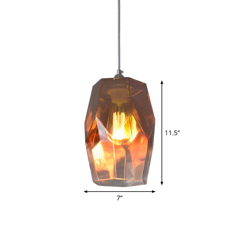 Modern Polyhedron Pendant Light - Open Clear Glass Ceiling Lamp for Kitchen
