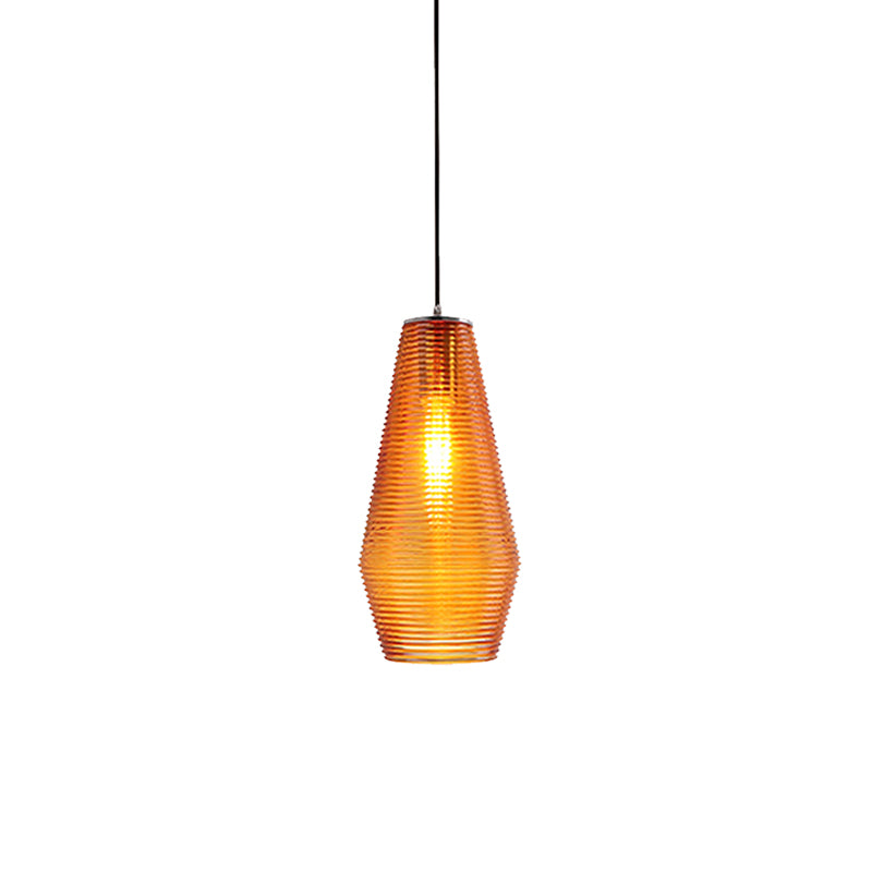 Contemporary Hanging Lamp - Ridged Glass Vase Ceiling Pendant Light for Cloth Shop (One Head)