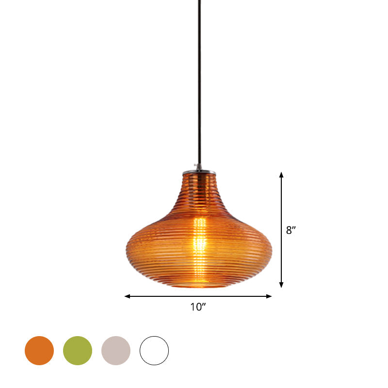 Contemporary Hanging Lamp Ridged Glass Vase Ceiling Pendant Light For Cloth Shops