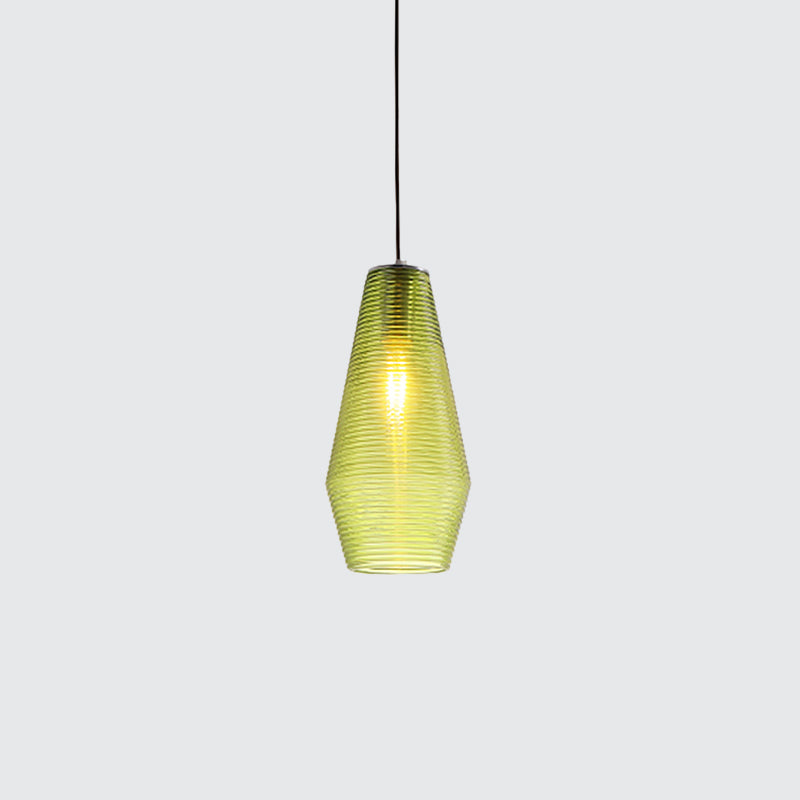 Contemporary Hanging Lamp - Ridged Glass Vase Ceiling Pendant Light for Cloth Shop (One Head)