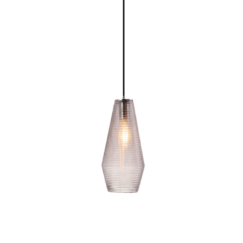 Contemporary Hanging Lamp - Ridged Glass Vase Ceiling Pendant Light for Cloth Shop (One Head)