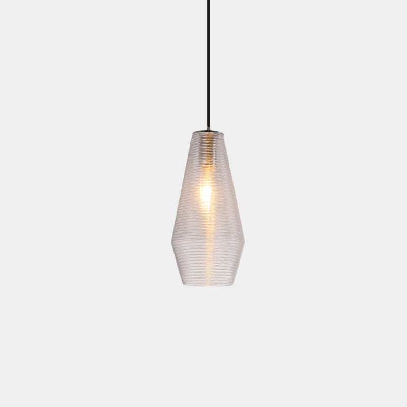 Contemporary Hanging Lamp - Ridged Glass Vase Ceiling Pendant Light for Cloth Shop (One Head)