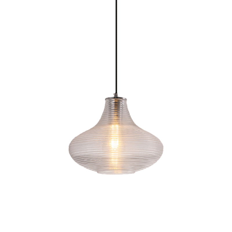 Contemporary Hanging Lamp - Ridged Glass Vase Ceiling Pendant Light for Cloth Shop (One Head)