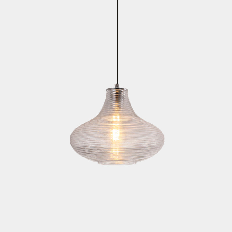 Contemporary Hanging Lamp Ridged Glass Vase Ceiling Pendant Light For Cloth Shops