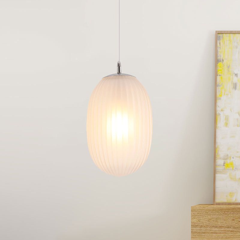 Modern Stylish Single Light Fluted Glass Melon Hanging For Dining Room Ceiling Pendant Clear