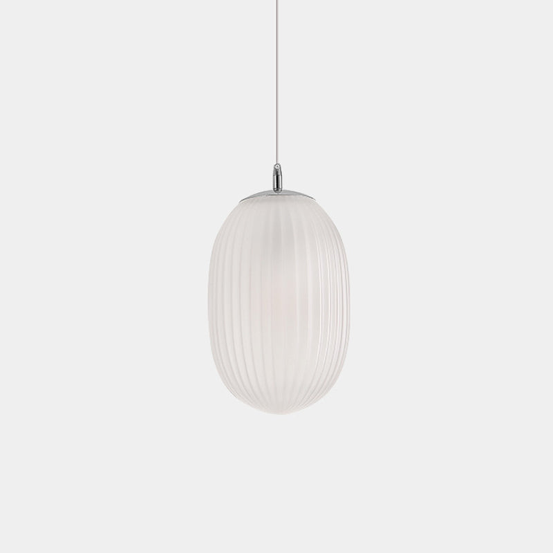 Modern Stylish Single Light Fluted Glass Melon Hanging For Dining Room Ceiling Pendant