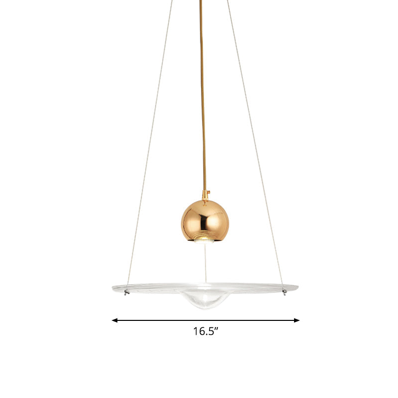 Modern Gold Glass Disc Pendant Lamp - 1 Light for Cafe Dining Room