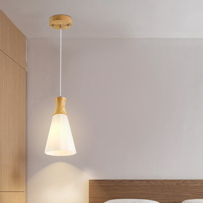 Nordic Style Hanging Light In White For Cloth Shop Restaurant - Milk Glass Coolie Suspension