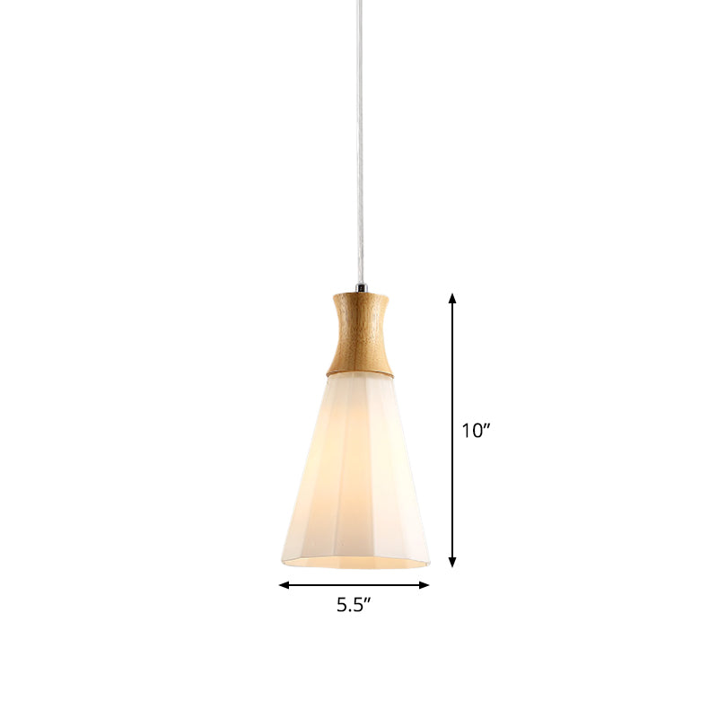 Nordic Style Hanging Light In White For Cloth Shop Restaurant - Milk Glass Coolie Suspension