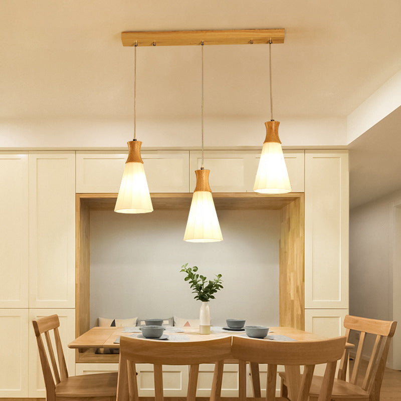Nordic Style Hanging Light In White For Cloth Shop Restaurant - Milk Glass Coolie Suspension