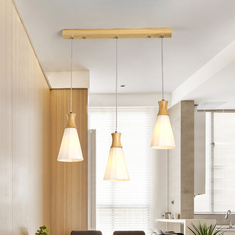Nordic Style Hanging Light In White For Cloth Shop Restaurant - Milk Glass Coolie Suspension