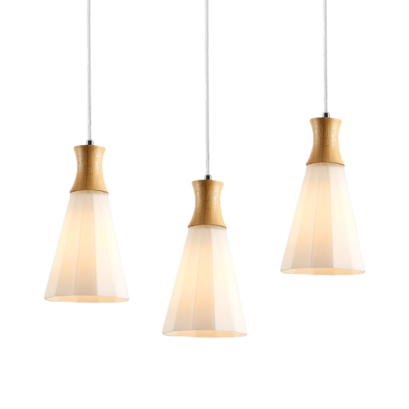 Nordic Style Hanging Light In White For Cloth Shop Restaurant - Milk Glass Coolie Suspension