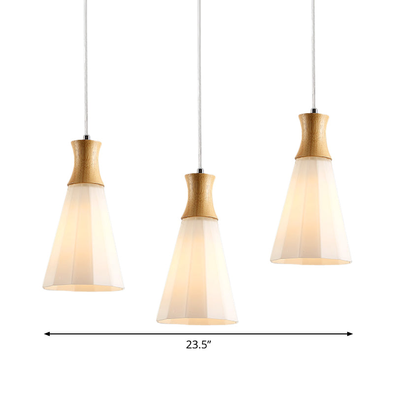Nordic Style Hanging Light In White For Cloth Shop Restaurant - Milk Glass Coolie Suspension