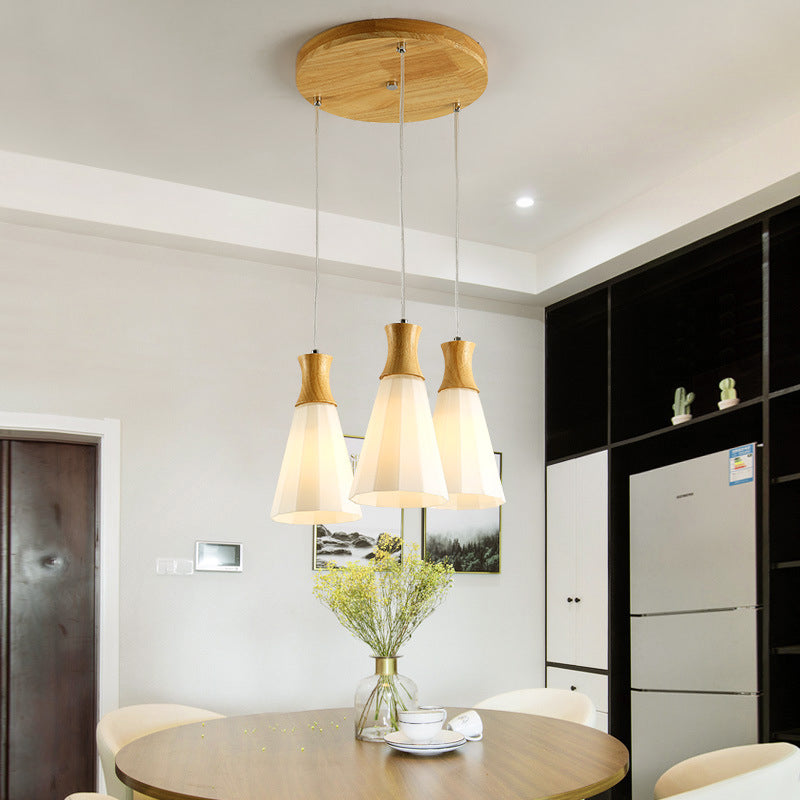 Nordic Style Hanging Light In White For Cloth Shop Restaurant - Milk Glass Coolie Suspension / 12