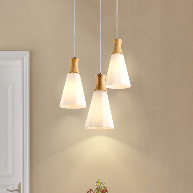 Nordic Style Hanging Light In White For Cloth Shop Restaurant - Milk Glass Coolie Suspension