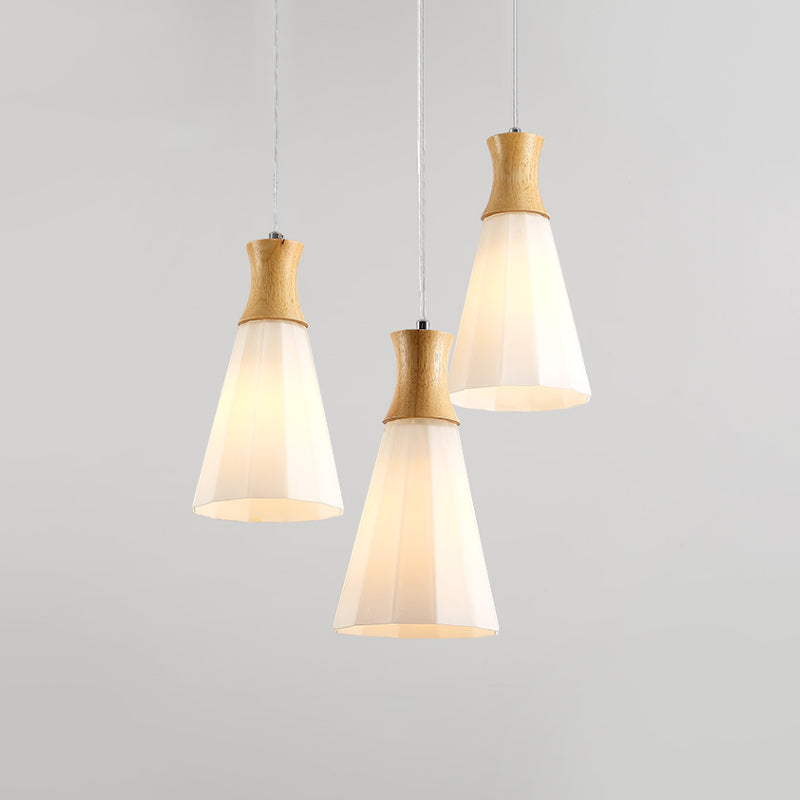 Nordic Style Hanging Light In White For Cloth Shop Restaurant - Milk Glass Coolie Suspension