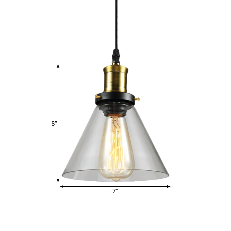Vintage Clear Glass Hanging Ceiling Light with Brass Finish, Ideal for Living Room Décor