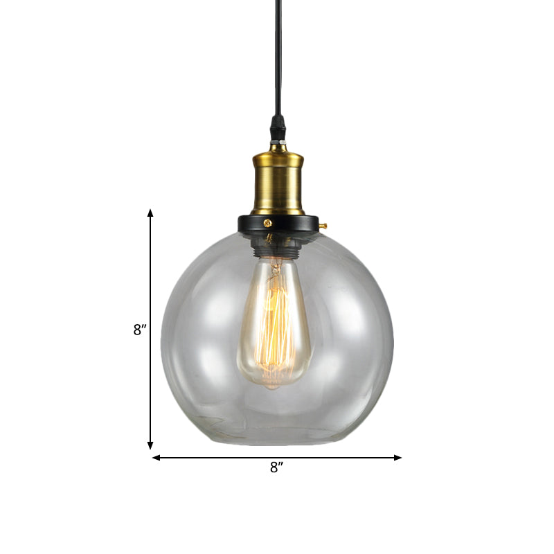 Vintage Clear Glass Hanging Ceiling Light with Brass Finish, Ideal for Living Room Décor