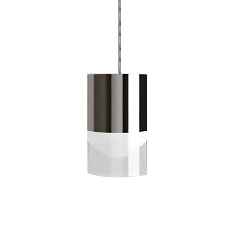 Modern Metal & Glass Chrome Triple Light Cylinder Pendant Lamp For Bar