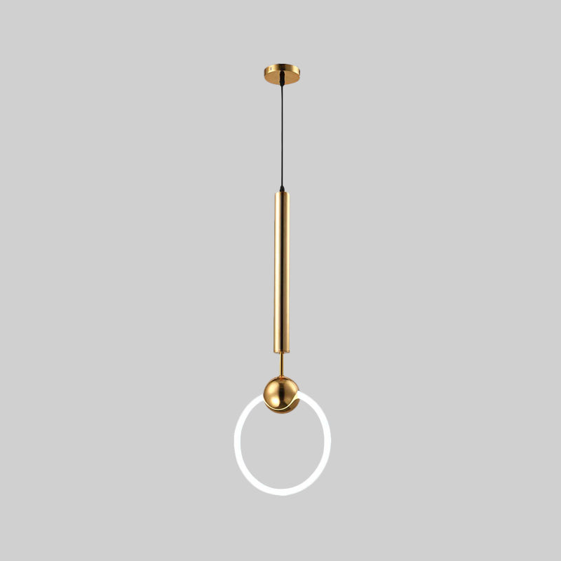 Macaron Style Flute & Ring Pendant Light for Bedroom, Metal, 1 Head - Hang in Style