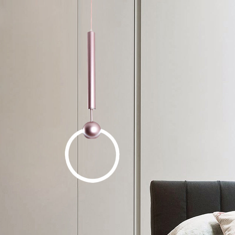 Macaron Style Flute & Ring Pendant Light for Bedroom, Metal, 1 Head - Hang in Style