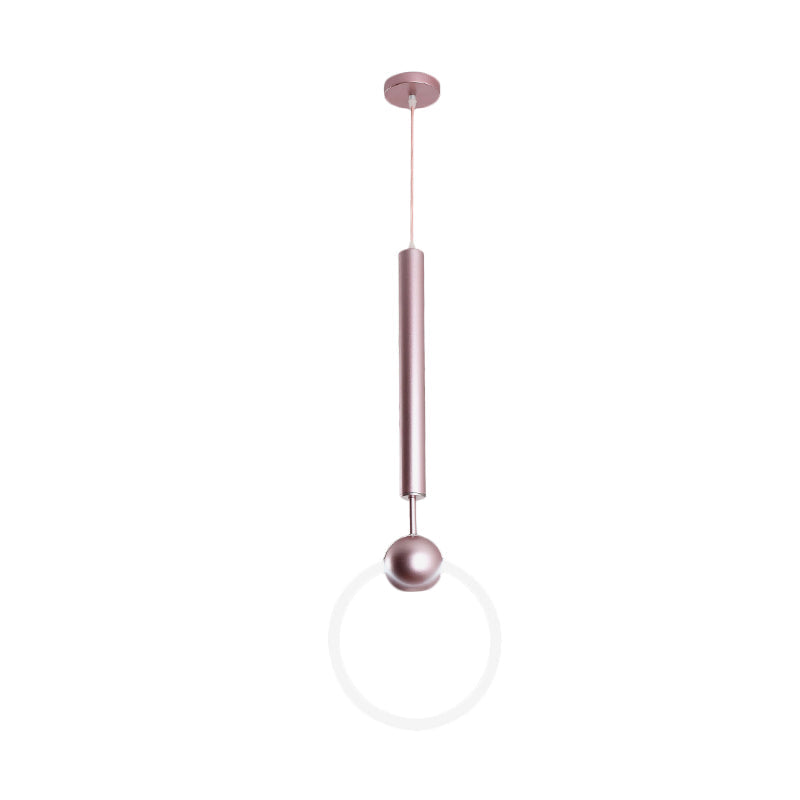 Macaron Style Flute & Ring Pendant Light for Bedroom, Metal, 1 Head - Hang in Style