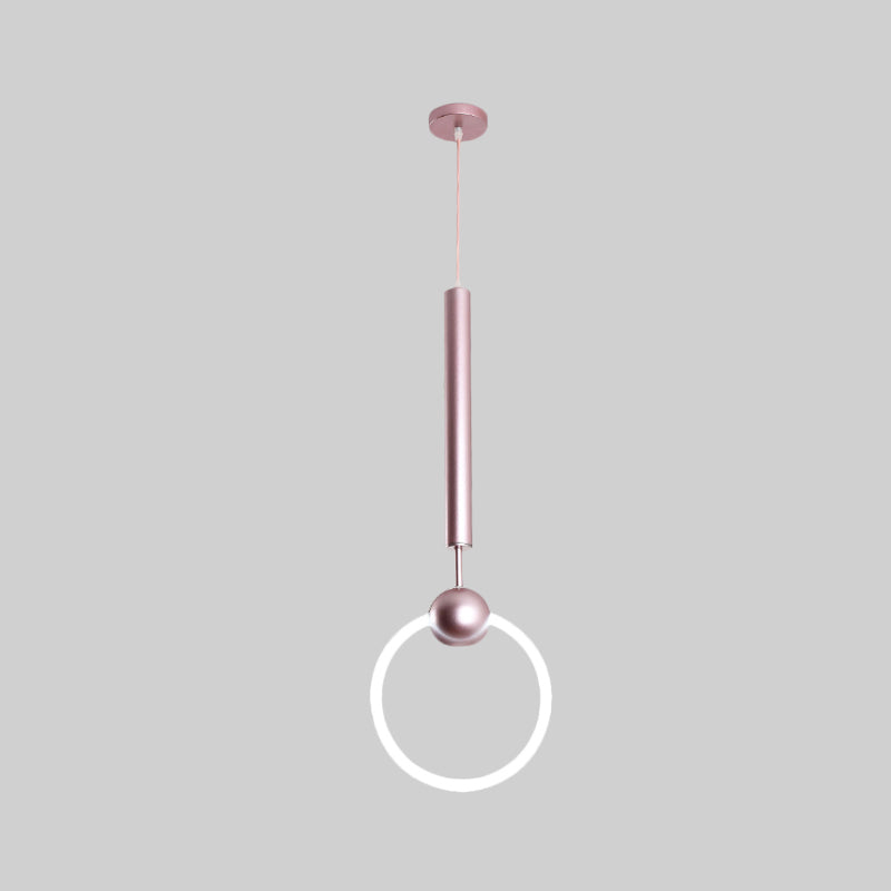 Macaron Style Flute & Ring Pendant Light for Bedroom, Metal, 1 Head - Hang in Style