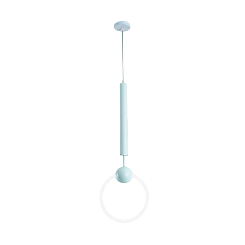 Macaron Style Flute & Ring Pendant Light for Bedroom, Metal, 1 Head - Hang in Style