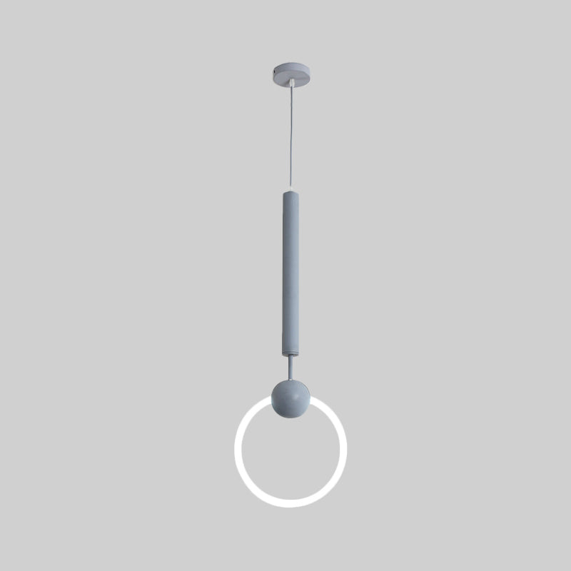 Macaron Style Flute & Ring Pendant Light for Bedroom, Metal, 1 Head - Hang in Style