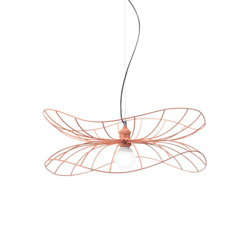 Pink Lotus Leaf Pendant Light for Dining and Hotel: Modern Iron Lamp